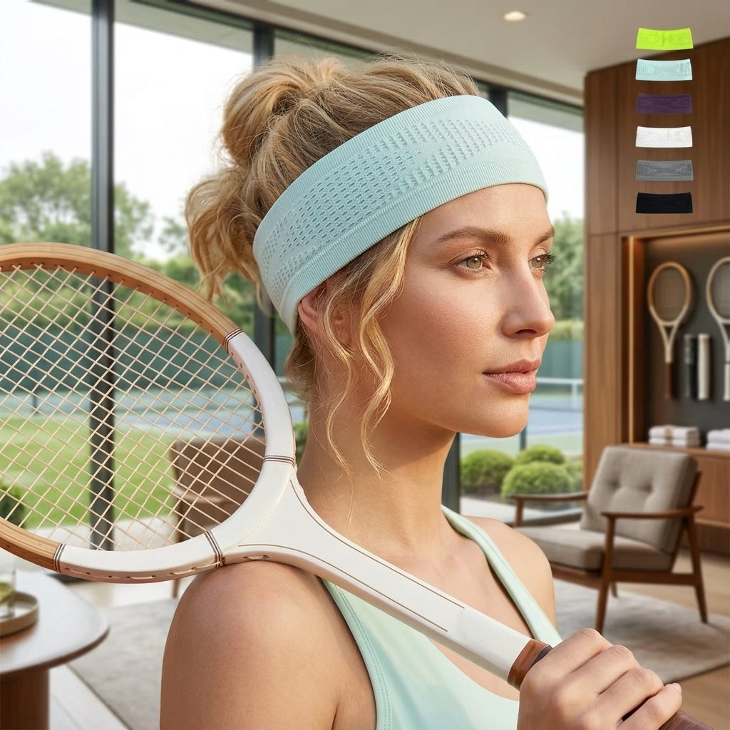 Unisex Wide Elastic Sweat Headband For Workout Running Yoga
